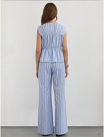 Pantalones de rayas de pierna ancha con cintura elástica hiccup