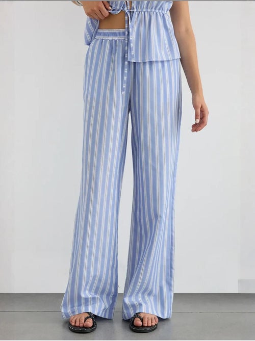 Pantalones de rayas de pierna ancha con cintura elástica hiccup - Kiabi