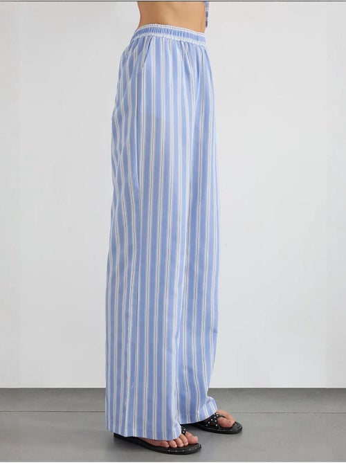 Pantalones de rayas de pierna ancha con cintura elástica hiccup - Kiabi
