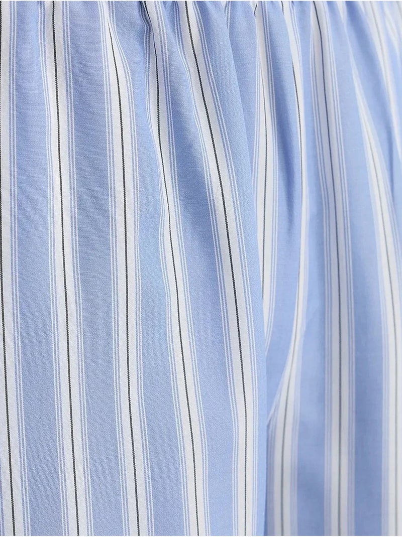 Pantalones de rayas de pierna ancha con cintura elástica hiccup Azul - Kiabi