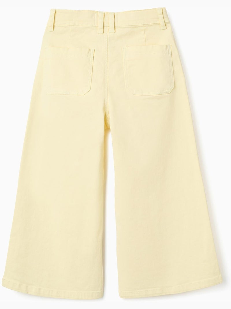 Pantalones de sarga de pierna ancha Amarillo claro - Kiabi