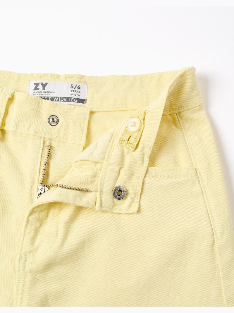 Pantalones de sarga de pierna ancha Amarillo claro - Kiabi