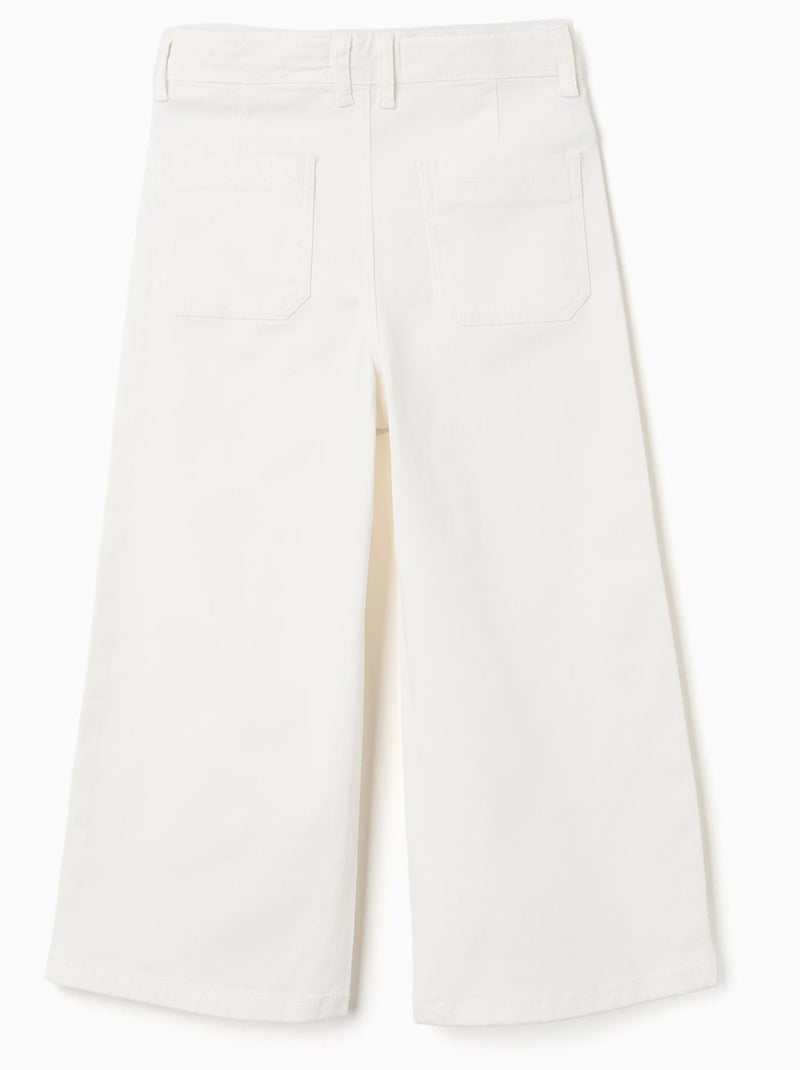 Pantalones de sarga de pierna ancha Blanco - Kiabi