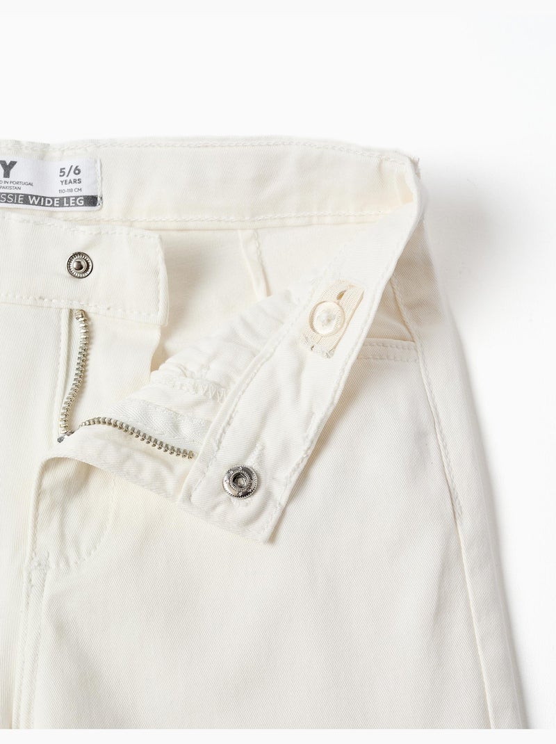 Pantalones de sarga de pierna ancha Blanco - Kiabi