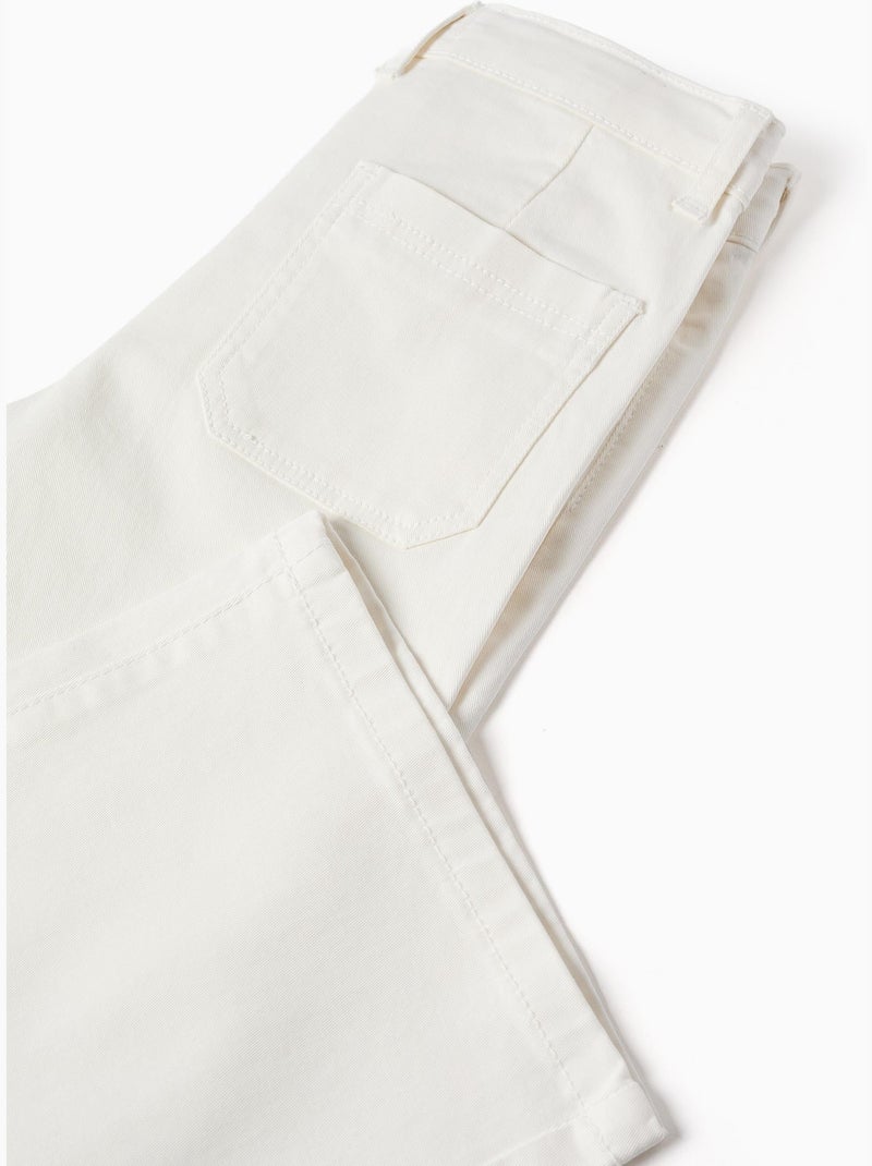 Pantalones de sarga de pierna ancha Blanco - Kiabi