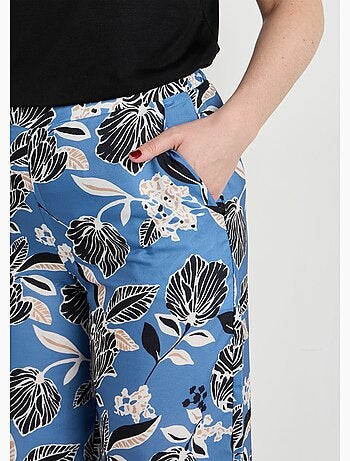 Pantalones de satén con estampado floral oriental. - Afibel