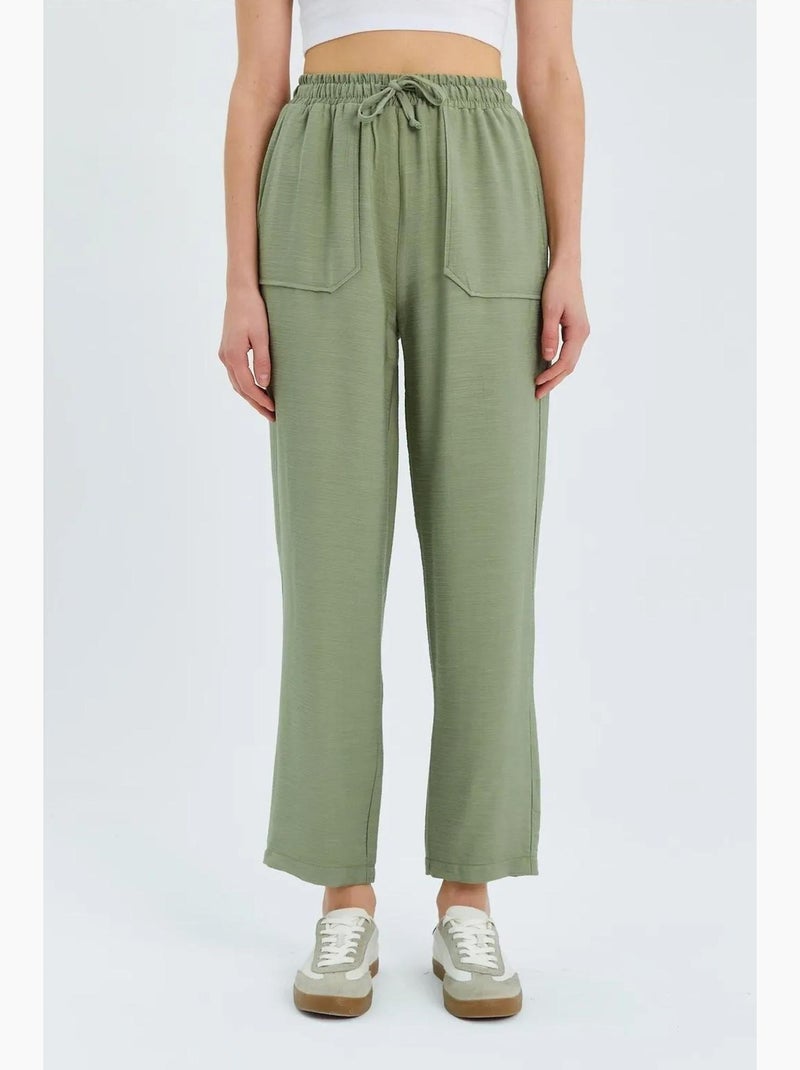 Pantalones de talle alto estilo zanahoria con cintura ajustable mediante cordón mixray Verde - Kiabi