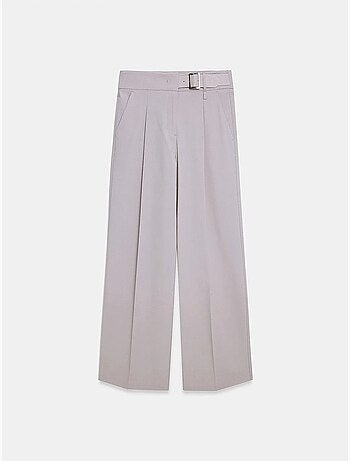 Pantalones de tejido de pernera ancha con cinturón dilvin