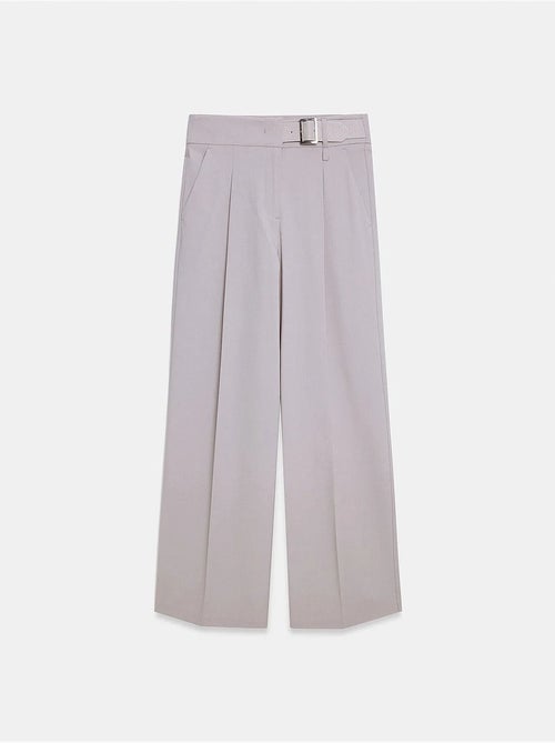 Pantalones de tejido de pernera ancha con cinturón dilvin - Kiabi Pantalones de tejido de pernera ancha con cinturón dilvin - Kiabi