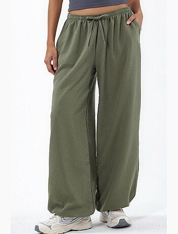 Pantalones de tejido de pierna ancha con cintura de cordón busem