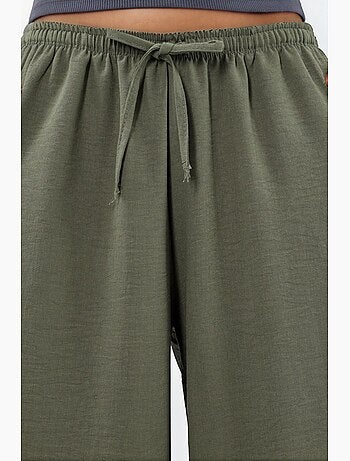 Pantalones de tejido de pierna ancha con cintura de cordón busem
