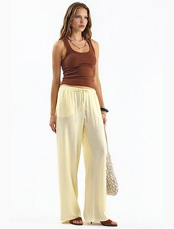 Pantalones de tejido de pierna ancha para mujer busem