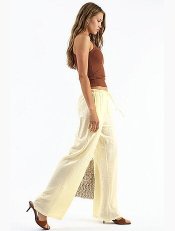 Pantalones de tejido de pierna ancha para mujer busem