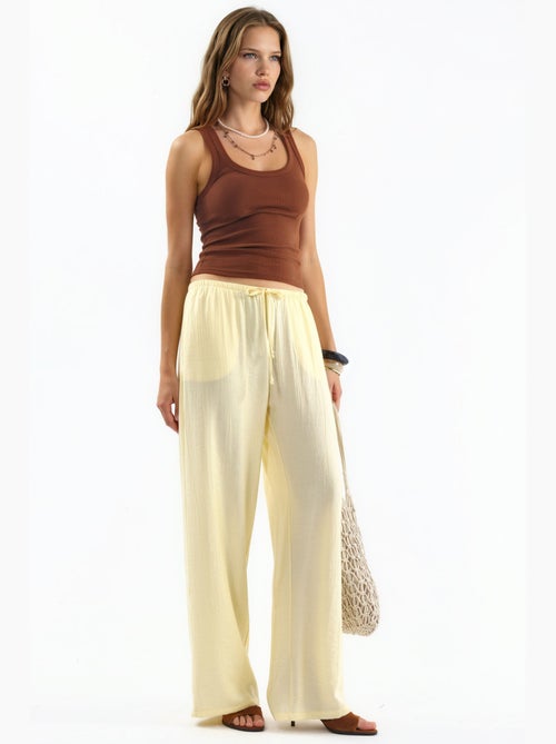 Pantalones de tejido de pierna ancha para mujer busem - Kiabi Pantalones de tejido de pierna ancha para mujer busem - Kiabi