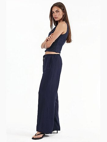 Pantalones de tejido de pierna ancha para mujer busem