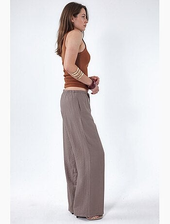 Pantalones de tejido de pierna ancha para mujer busem