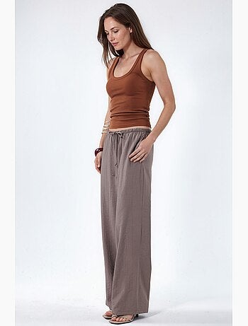 Pantalones de tejido de pierna ancha para mujer busem
