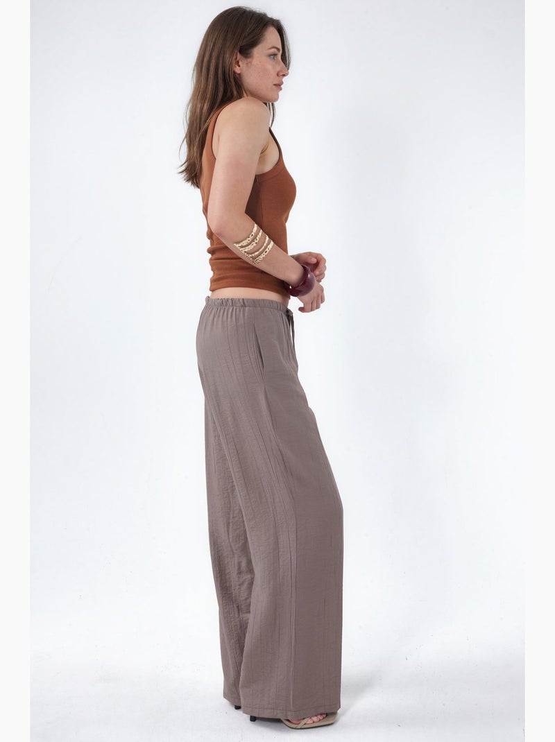 Pantalones de tejido de pierna ancha para mujer busem Taupe - Kiabi