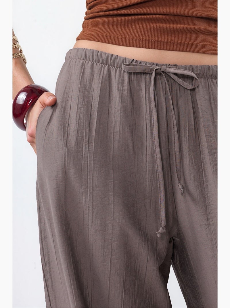 Pantalones de tejido de pierna ancha para mujer busem Taupe - Kiabi
