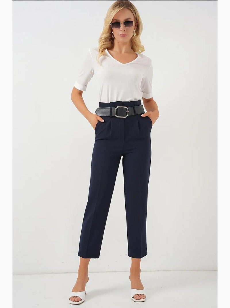 Pantalones de tela con cinturón bdart Azul marino - Kiabi