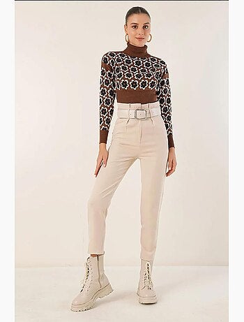 Pantalones de tela con cinturón bdart