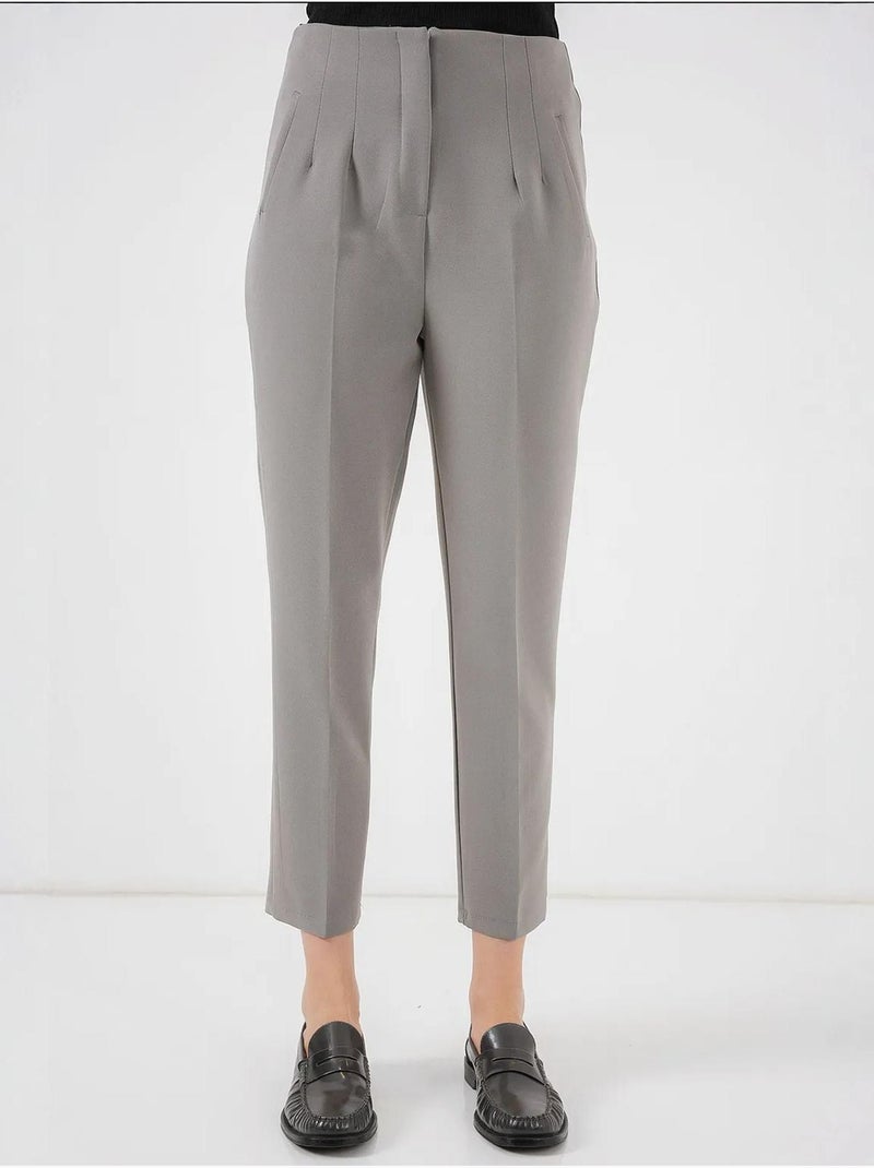 Pantalones de tela de cintura alta bdart Gris - Kiabi