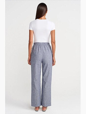 Pantalones de tencel de pernera ancha con cintura con cordón dilvin