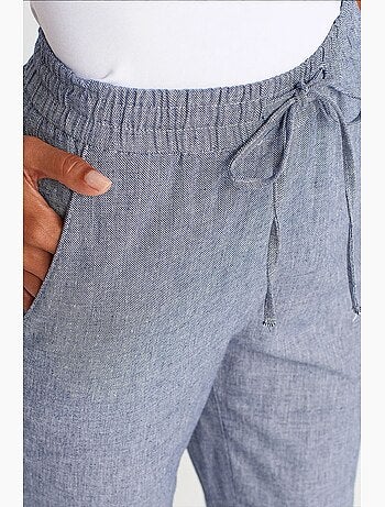 Pantalones de tencel de pernera ancha con cintura con cordón dilvin