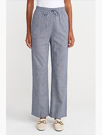 Pantalones de tencel de pernera ancha con cintura con cordón dilvin