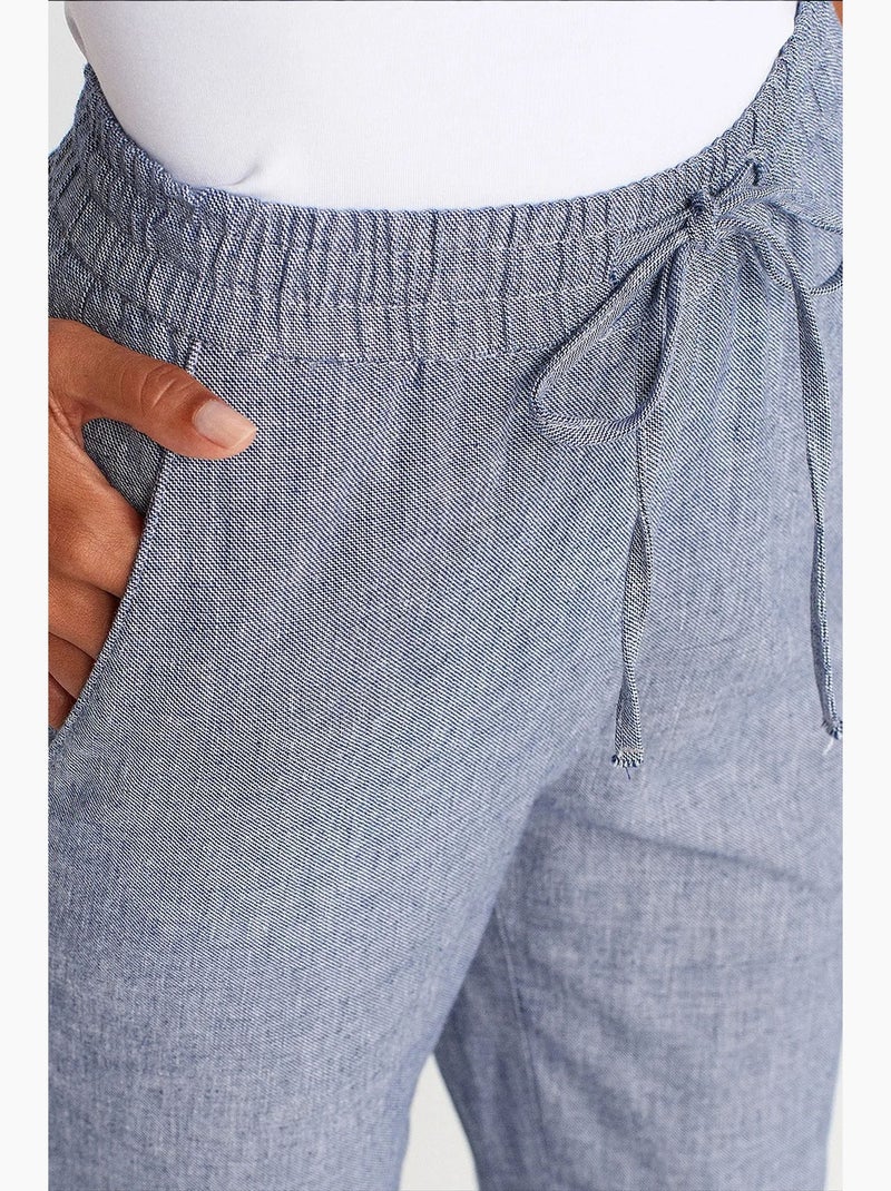 Pantalones de tencel de pernera ancha con cintura con cordón dilvin Azul zafiro - Kiabi