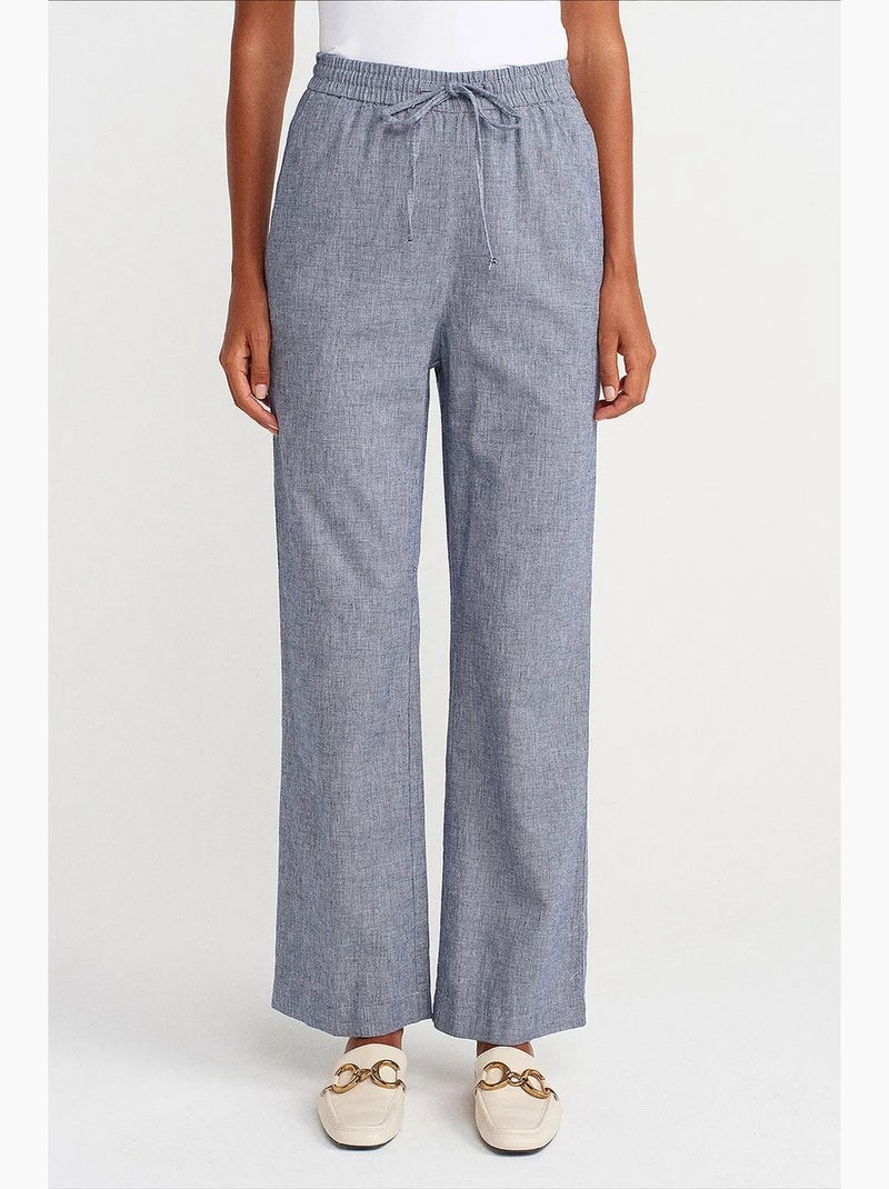 Pantalones de tencel de pernera ancha con cintura con cordón dilvin Azul zafiro - Kiabi