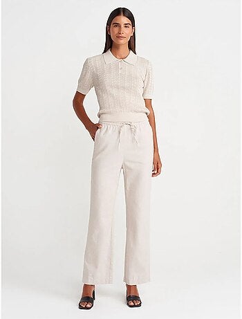 Pantalones de tencel de pernera ancha con cintura con cordón dilvin