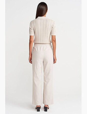 Pantalones de tencel de pernera ancha con cintura con cordón dilvin