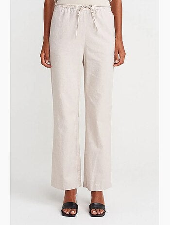 Pantalones de tencel de pernera ancha con cintura con cordón dilvin