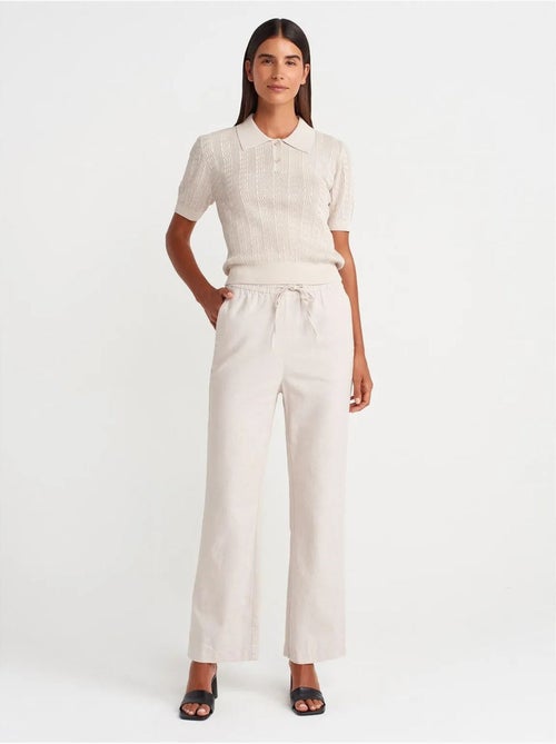 Pantalones de tencel de pernera ancha con cintura con cordón dilvin - Kiabi