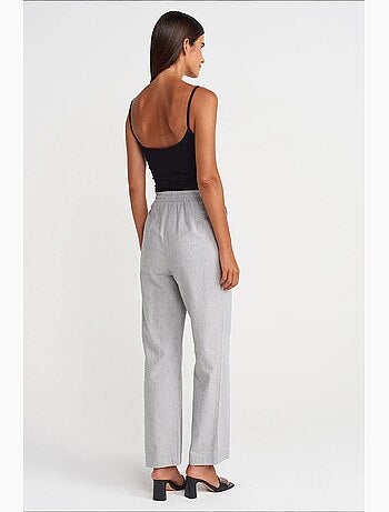 Pantalones de tencel de pernera ancha con cintura con cordón dilvin