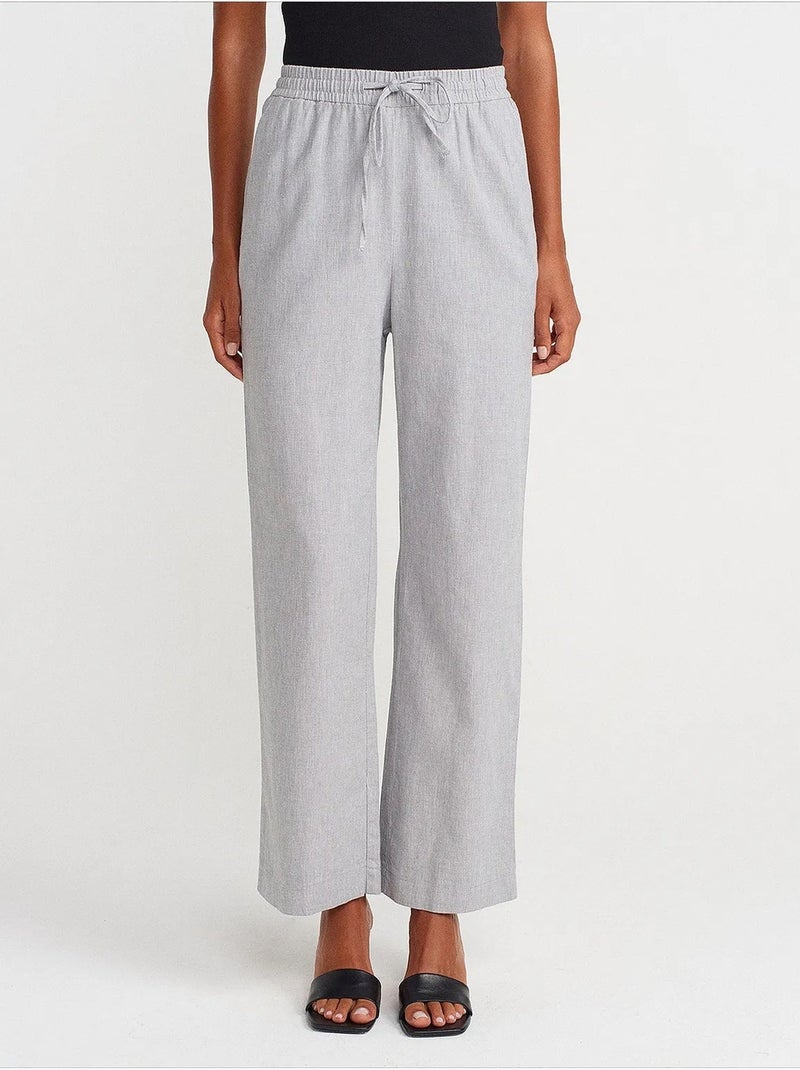 Pantalones de tencel de pernera ancha con cintura con cordón dilvin Gris claro - Kiabi