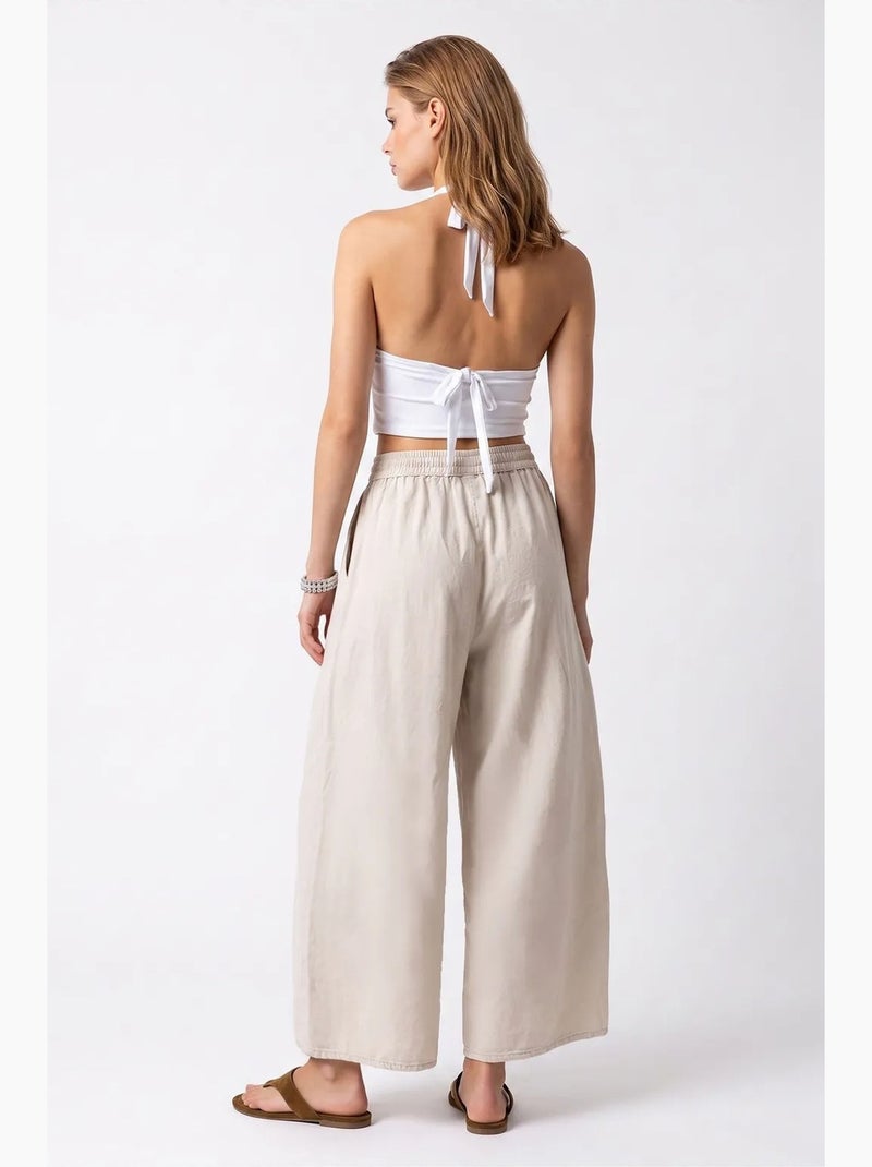 Pantalones de tencel de pernera ancha y largo al tobillo mixray Beige arcilla - Kiabi