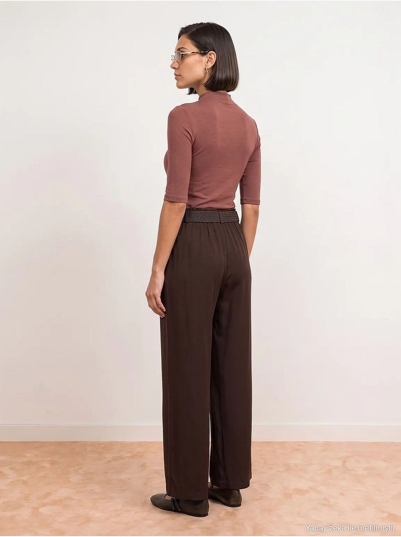 Pantalones de tencel dilvin Marrón chocolate - Kiabi