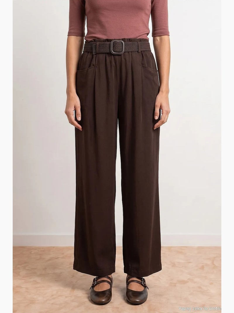 Pantalones de tencel dilvin Marrón chocolate - Kiabi