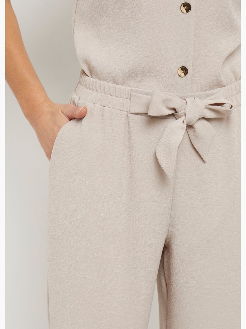Pantalones de textura suave, atados a la cintura. - Afibel Arena - Kiabi