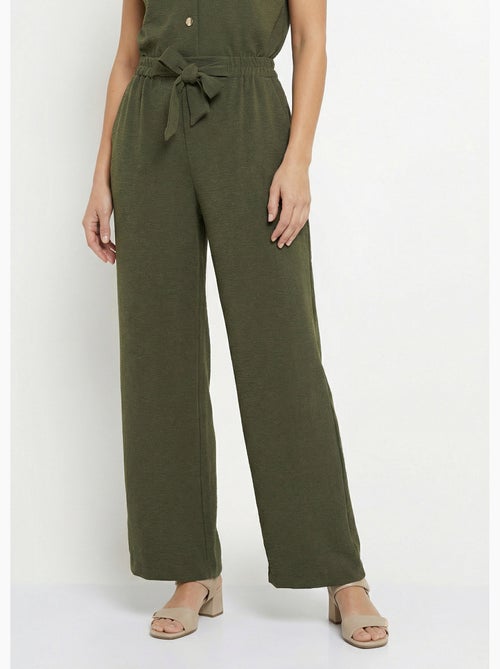 Pantalones de textura suave, atados a la cintura. - Afibel - Kiabi