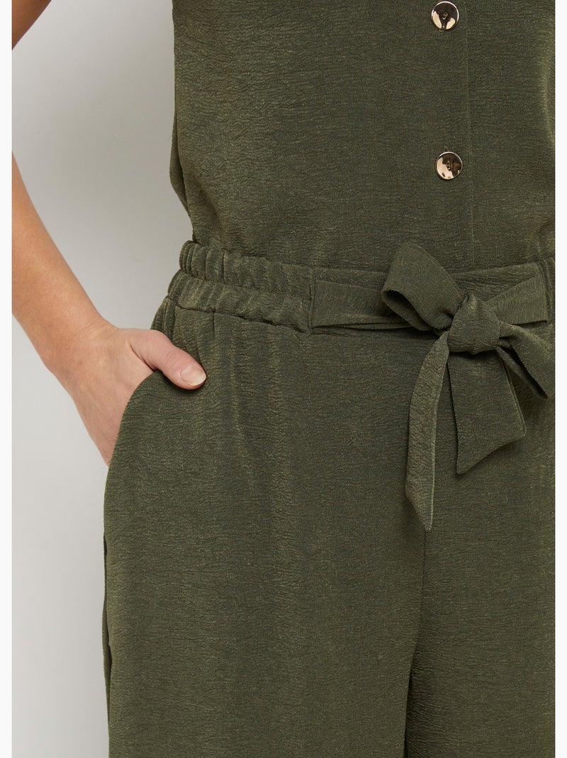 Pantalones de textura suave, atados a la cintura. - Afibel Caqui - Kiabi