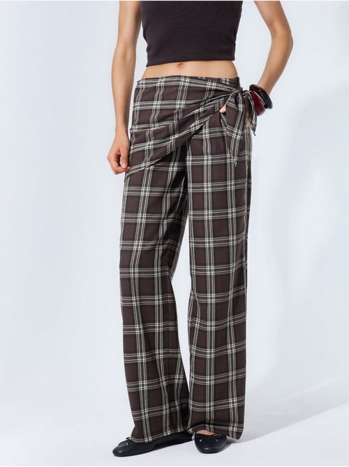Pantalones de tiro alto de cuadros de pernera ancha hiccup - Kiabi