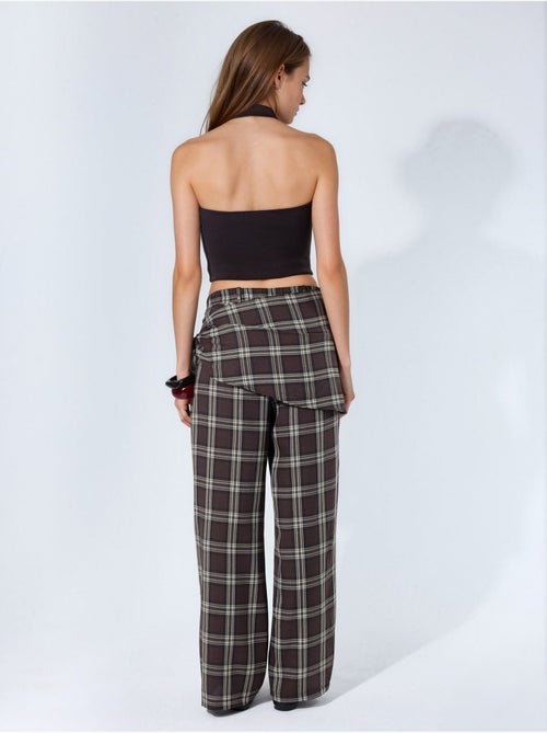 Pantalones de tiro alto de cuadros de pernera ancha hiccup - Kiabi