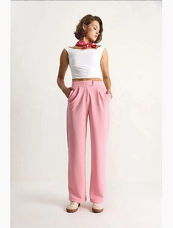 Pantalones de tiro alto de pernera ancha con pinzas lucci