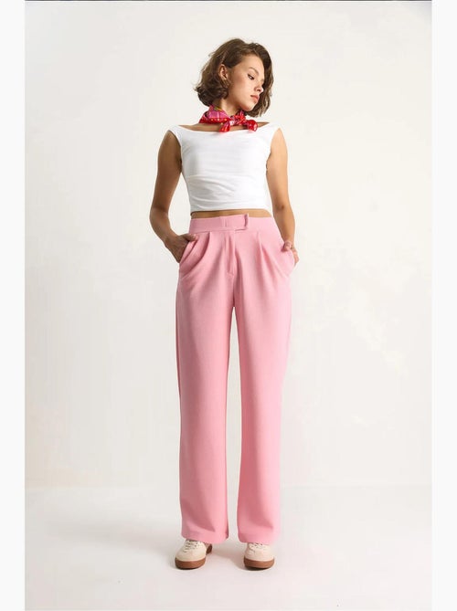 Pantalones de tiro alto de pernera ancha con pinzas lucci - Kiabi Pantalones de tiro alto de pernera ancha con pinzas lucci - Kiabi