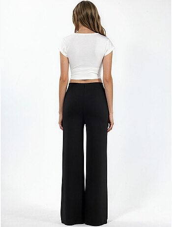 Pantalones de tiro alto de pernera recta con accesorio de piedra hiccup