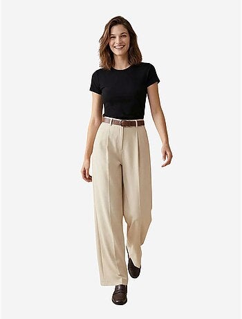 Pantalones de tiro alto plisados de pernera ancha my fashion