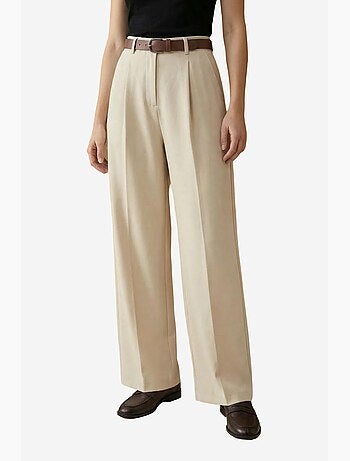 Pantalones de tiro alto plisados de pernera ancha my fashion